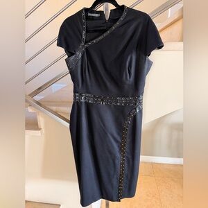 Vintage Alexander McQueen Black Asymmetrical Studded Dress